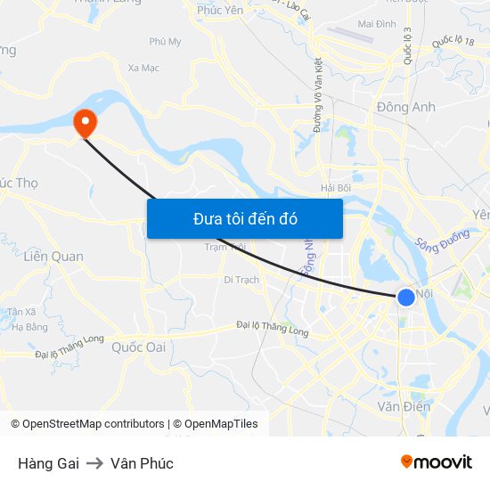 Hàng Gai to Vân Phúc map