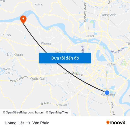 Hoàng Liệt to Vân Phúc map