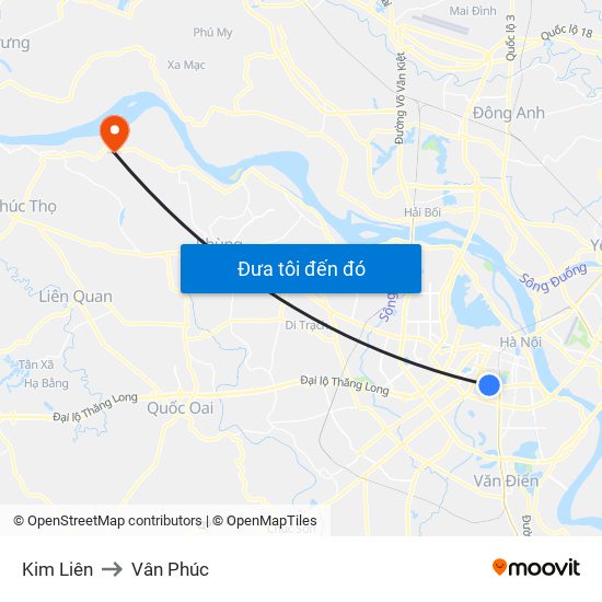 Kim Liên to Vân Phúc map