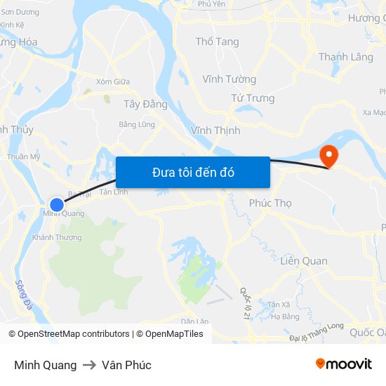 Minh Quang to Vân Phúc map
