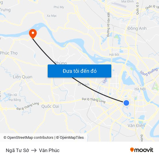 Ngã Tư Sở to Vân Phúc map