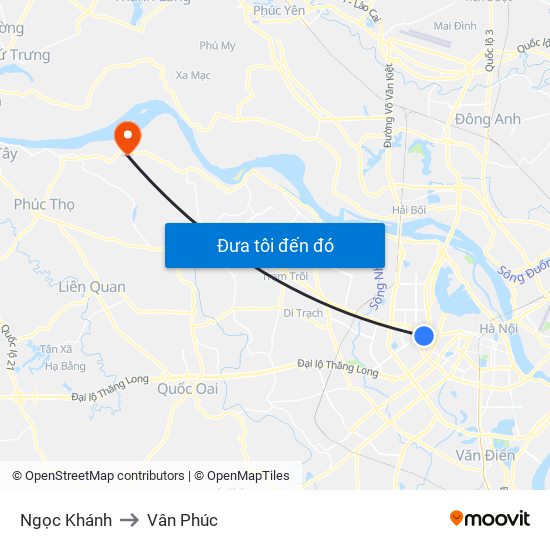 Ngọc Khánh to Vân Phúc map