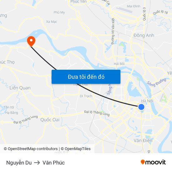 Nguyễn Du to Vân Phúc map