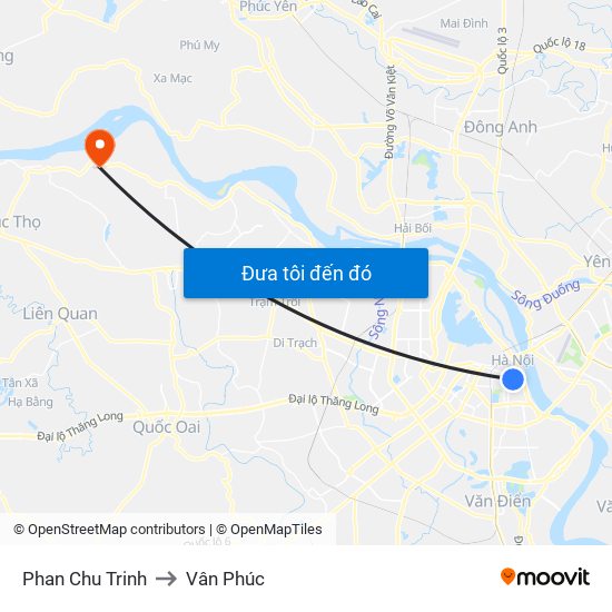 Phan Chu Trinh to Vân Phúc map