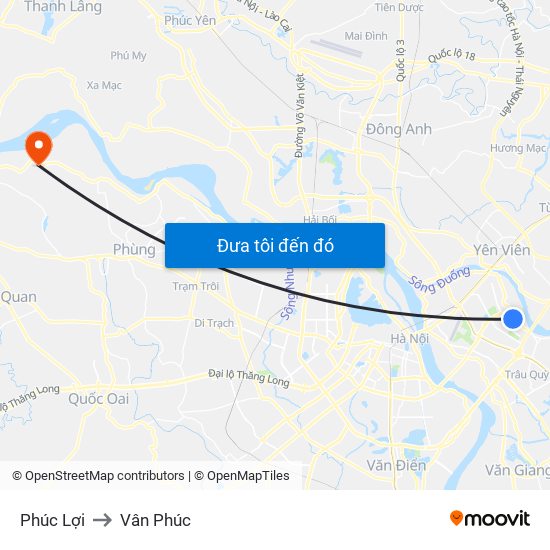 Phúc Lợi to Vân Phúc map