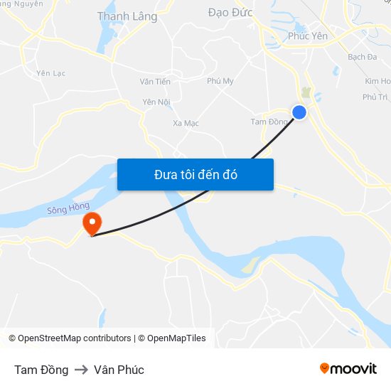 Tam Đồng to Vân Phúc map