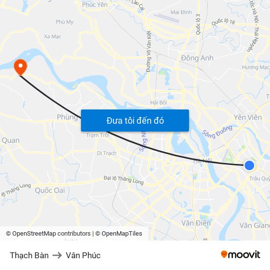 Thạch Bàn to Vân Phúc map