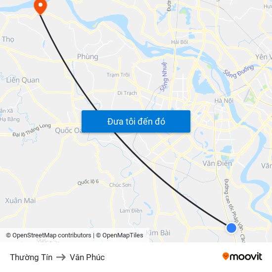 Thường Tín to Vân Phúc map