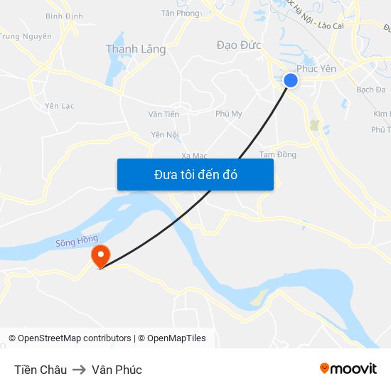 Tiền Châu to Vân Phúc map