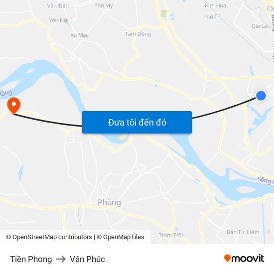 Tiền Phong to Vân Phúc map