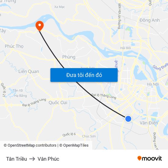 Tân Triều to Vân Phúc map