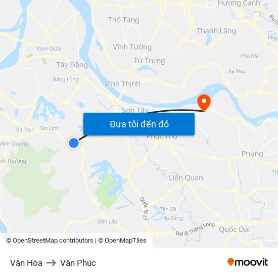 Vân Hòa to Vân Phúc map