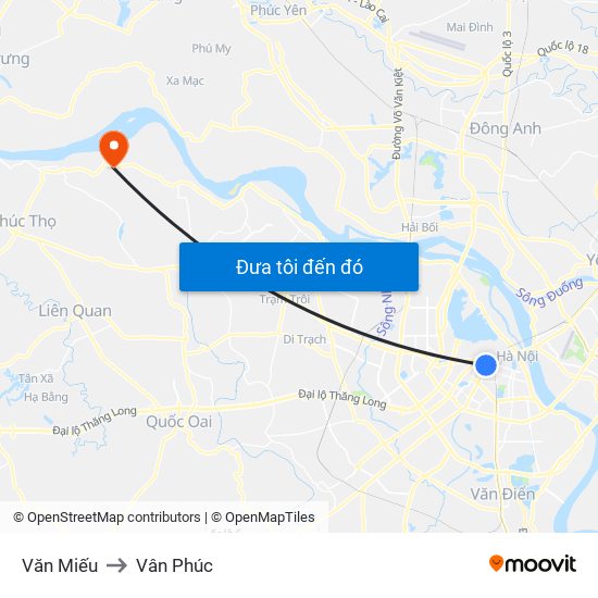 Văn Miếu to Vân Phúc map