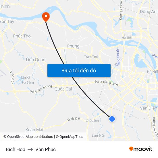 Bích Hòa to Vân Phúc map