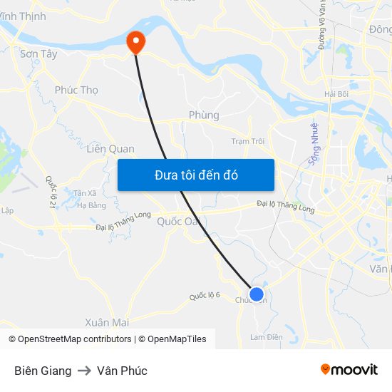 Biên Giang to Vân Phúc map