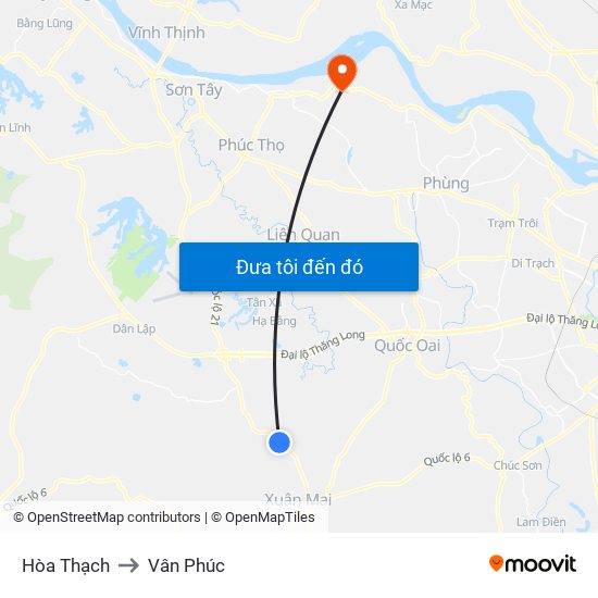 Hòa Thạch to Vân Phúc map