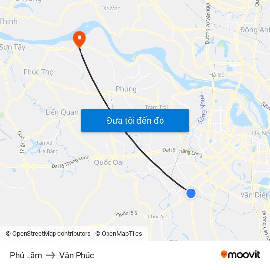 Phú Lãm to Vân Phúc map