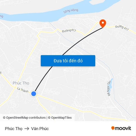 Phúc Thọ to Vân Phúc map