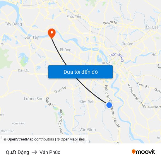 Quất Động to Vân Phúc map