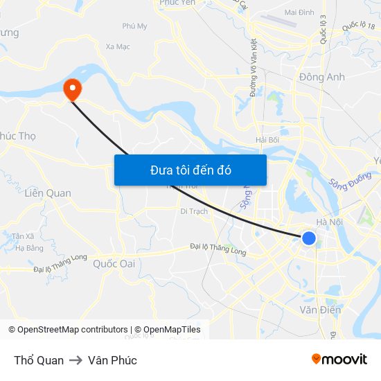 Thổ Quan to Vân Phúc map