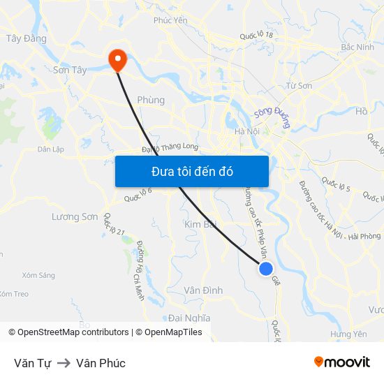 Văn Tự to Vân Phúc map