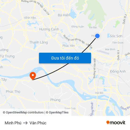 Minh Phú to Vân Phúc map