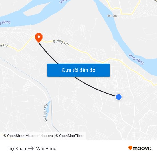 Thọ Xuân to Vân Phúc map
