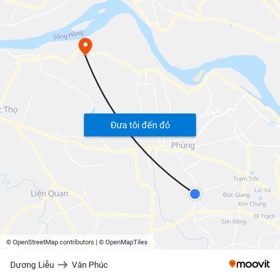 Dương Liễu to Vân Phúc map