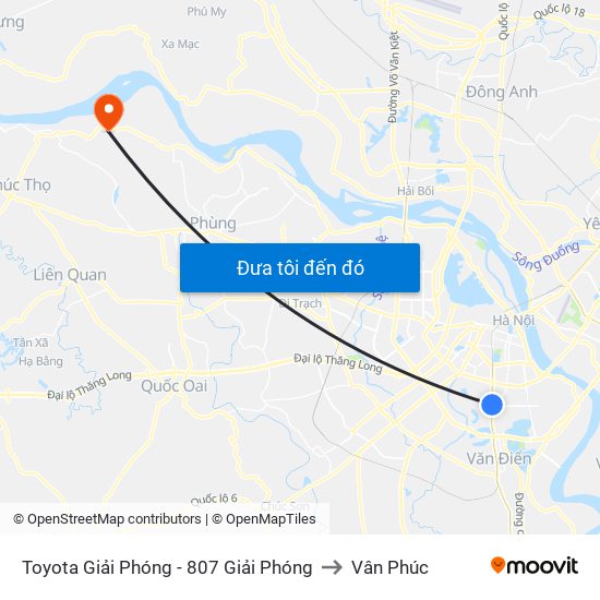 Toyota Giải Phóng - 807 Giải Phóng to Vân Phúc map