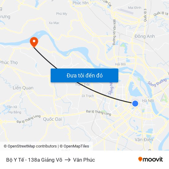 Bộ Y Tế - 138a Giảng Võ to Vân Phúc map