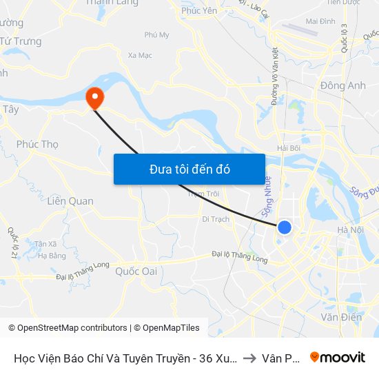 Học Viện Báo Chí Và Tuyên Truyền - 36 Xuân Thủy to Vân Phúc map