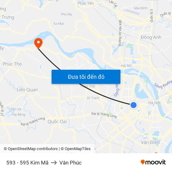 593 - 595 Kim Mã to Vân Phúc map