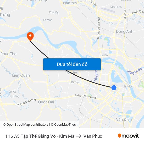 116 A5 Tập Thể Giảng Võ - Kim Mã to Vân Phúc map