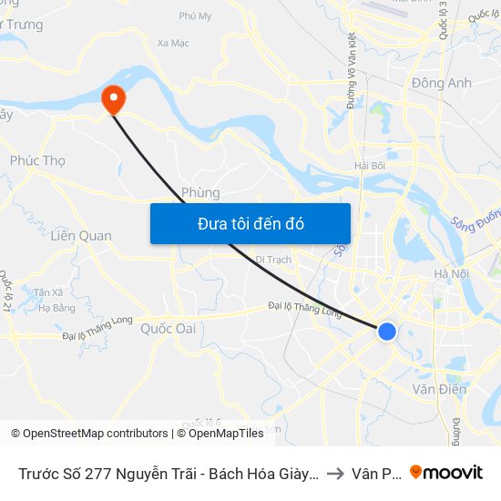 Trước Số 277 Nguyễn Trãi - Bách Hóa Giày Thượng Đình to Vân Phúc map