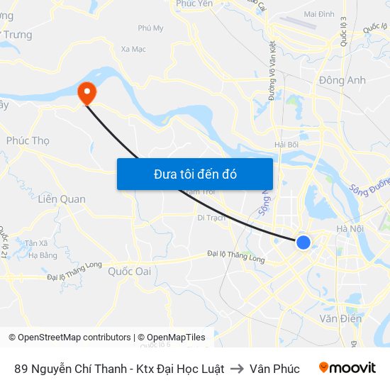 89 Nguyễn Chí Thanh - Ktx Đại Học Luật to Vân Phúc map
