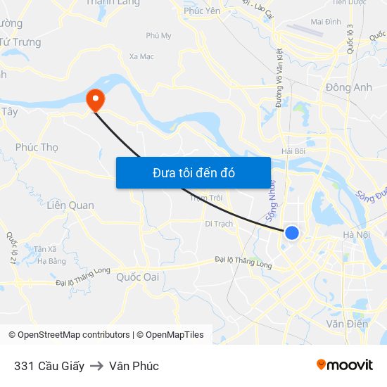 331 Cầu Giấy to Vân Phúc map