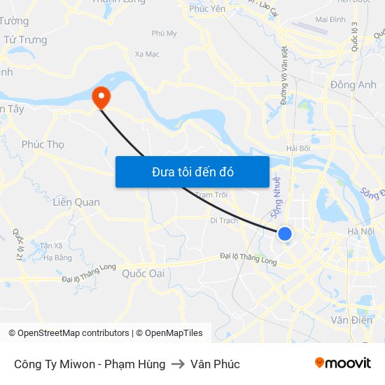 Công Ty Miwon - Phạm Hùng to Vân Phúc map