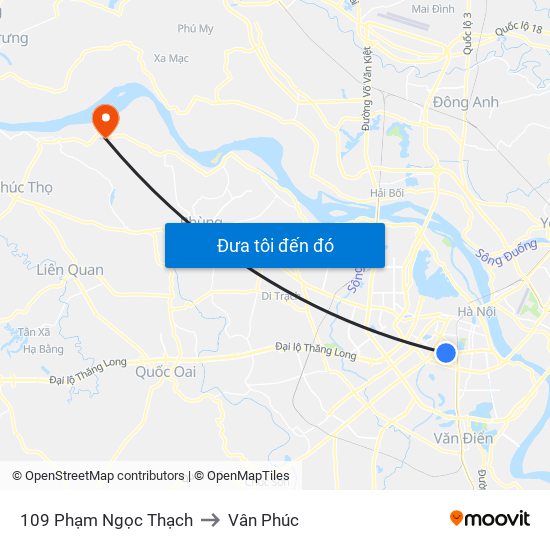 109 Phạm Ngọc Thạch to Vân Phúc map