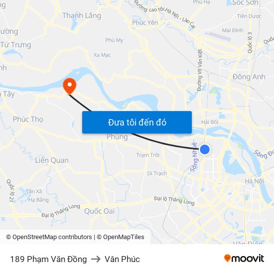 189 Phạm Văn Đồng to Vân Phúc map