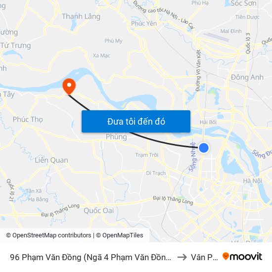 96 Phạm Văn Đồng (Ngã 4 Phạm Văn Đồng - Xuân Đỉnh) to Vân Phúc map