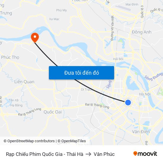 Rạp Chiếu Phim Quốc Gia - Thái Hà to Vân Phúc map