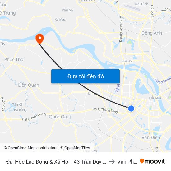 Đại Học Lao Động & Xã Hội - 43 Trần Duy Hưng to Vân Phúc map