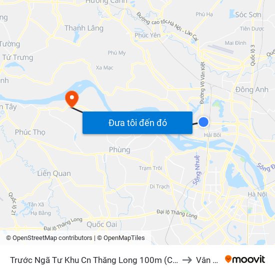 Trước Ngã Tư Khu Cn Thăng Long 100m (Chiều Nội Bài - Hà Nội) to Vân Phúc map