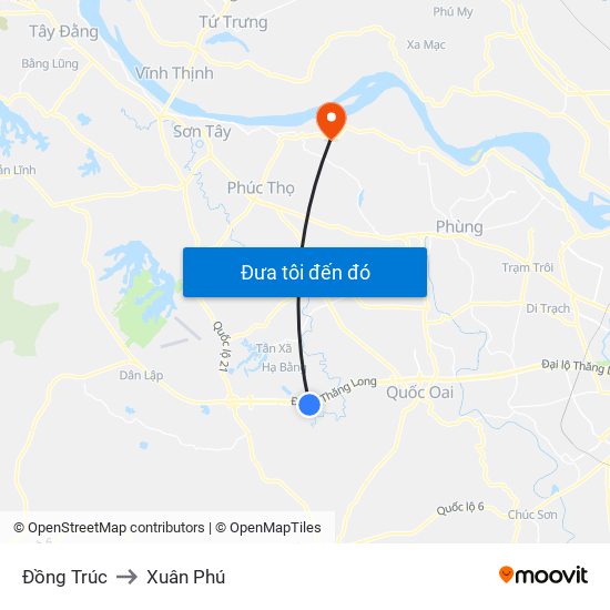 Đồng Trúc to Xuân Phú map