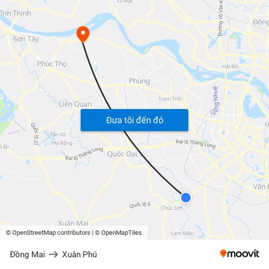 Đồng Mai to Xuân Phú map