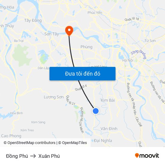 Đồng Phú to Xuân Phú map