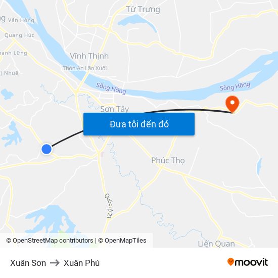 Xuân Sơn to Xuân Phú map