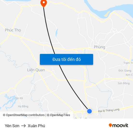 Yên Sơn to Xuân Phú map