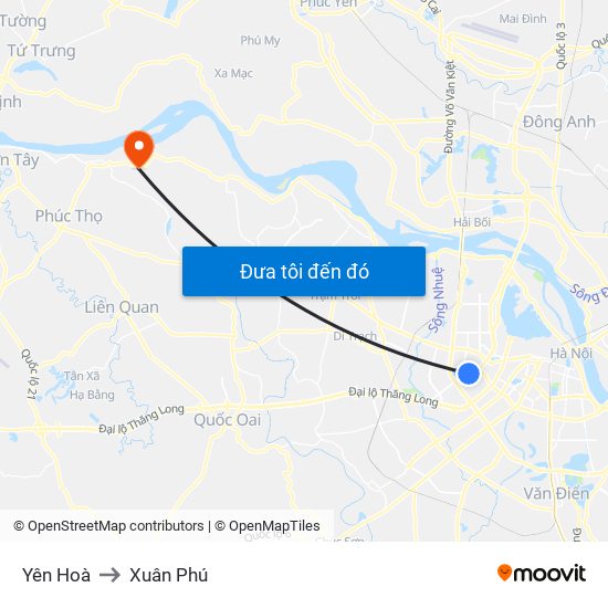 Yên Hoà to Xuân Phú map