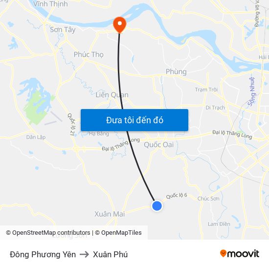 Đông Phương Yên to Xuân Phú map